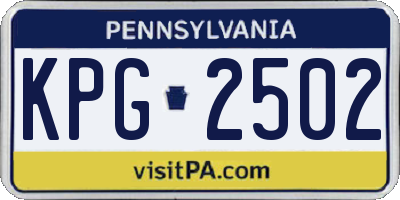 PA license plate KPG2502