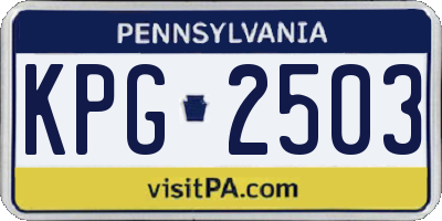 PA license plate KPG2503