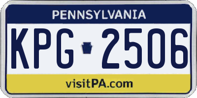 PA license plate KPG2506