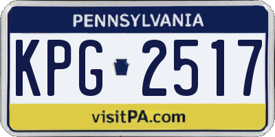 PA license plate KPG2517