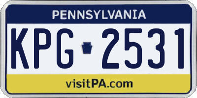 PA license plate KPG2531