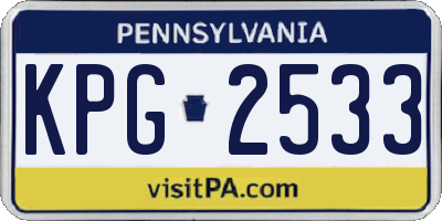 PA license plate KPG2533