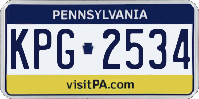 PA license plate KPG2534