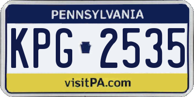 PA license plate KPG2535