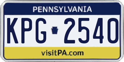 PA license plate KPG2540