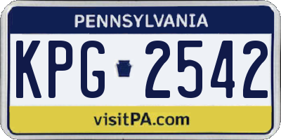 PA license plate KPG2542