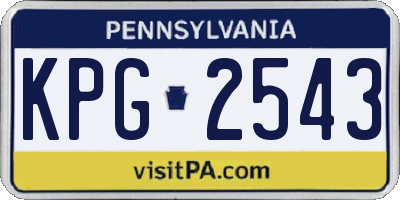 PA license plate KPG2543
