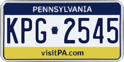 PA license plate KPG2545