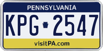 PA license plate KPG2547