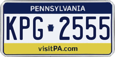 PA license plate KPG2555
