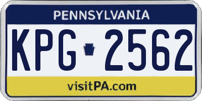 PA license plate KPG2562