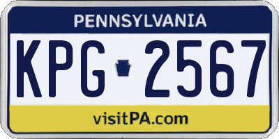 PA license plate KPG2567