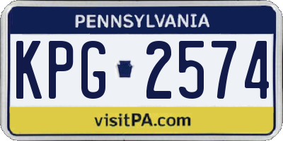 PA license plate KPG2574