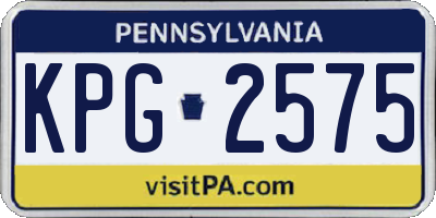 PA license plate KPG2575