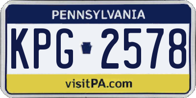 PA license plate KPG2578