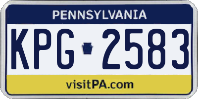 PA license plate KPG2583