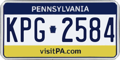 PA license plate KPG2584