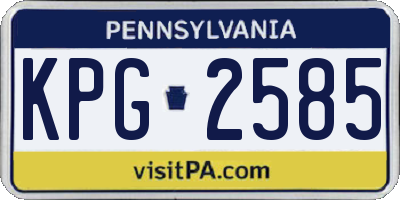 PA license plate KPG2585