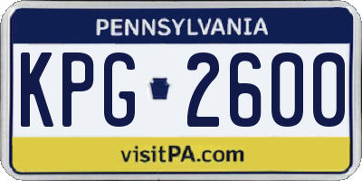 PA license plate KPG2600