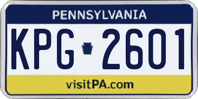 PA license plate KPG2601