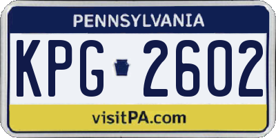 PA license plate KPG2602