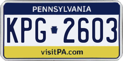 PA license plate KPG2603