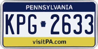 PA license plate KPG2633