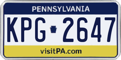 PA license plate KPG2647