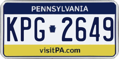 PA license plate KPG2649