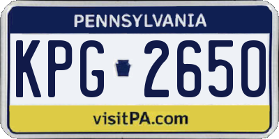 PA license plate KPG2650