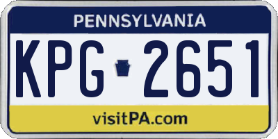 PA license plate KPG2651