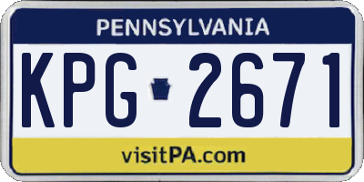PA license plate KPG2671
