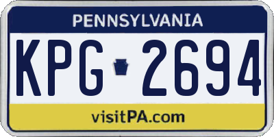 PA license plate KPG2694