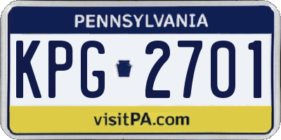 PA license plate KPG2701