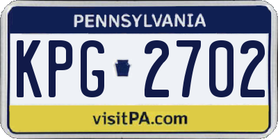 PA license plate KPG2702