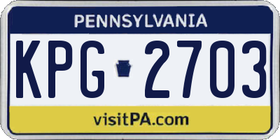 PA license plate KPG2703