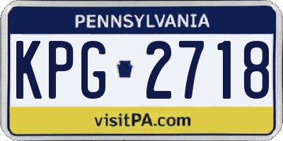 PA license plate KPG2718