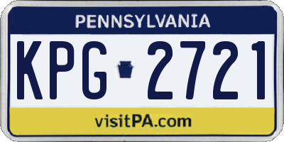 PA license plate KPG2721