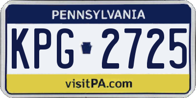PA license plate KPG2725