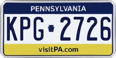 PA license plate KPG2726