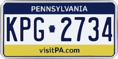 PA license plate KPG2734