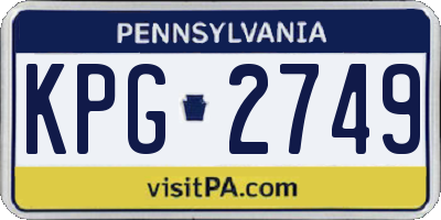 PA license plate KPG2749
