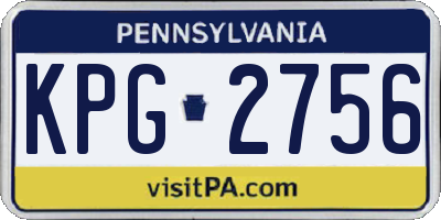 PA license plate KPG2756