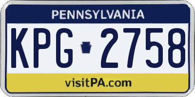 PA license plate KPG2758