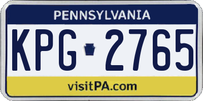 PA license plate KPG2765