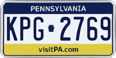 PA license plate KPG2769