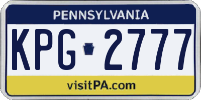 PA license plate KPG2777