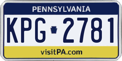 PA license plate KPG2781