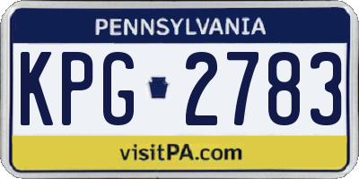 PA license plate KPG2783