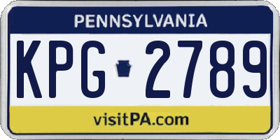 PA license plate KPG2789